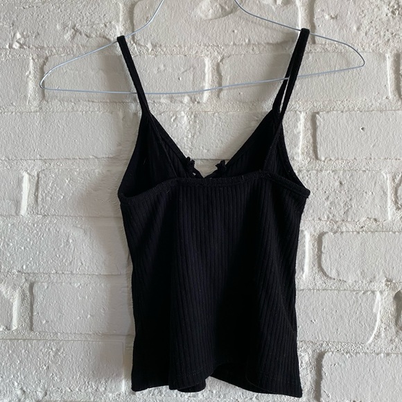 Lace Up Front Black Sleeveless Top - Picture 2 of 2